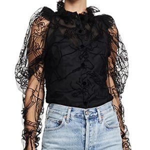 NWOT Sandra Mansour Tulle and Velvet Top